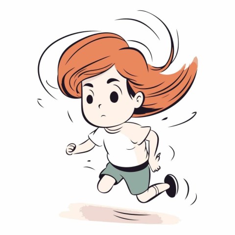 Running girl of a cartoon character with red hair.