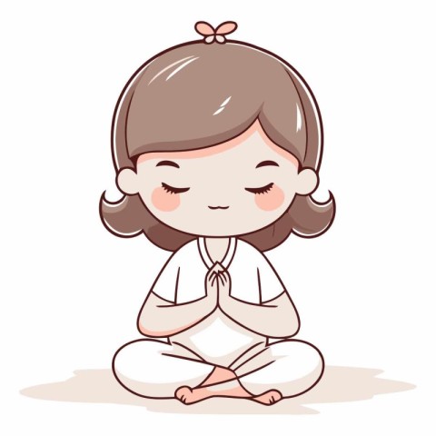 Cute little girl meditating in lotus position.