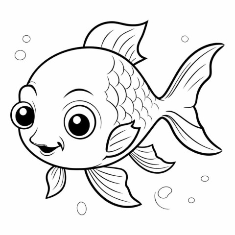 Coloring book for children: Cute cartoon fish.