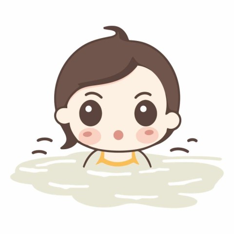 Illustration of a Cute Baby Boy Swimming in a Pool