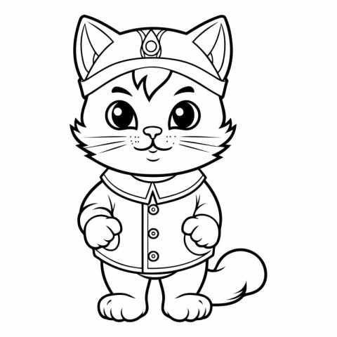 Coloring book for children: Cute kitten in a sailor suit