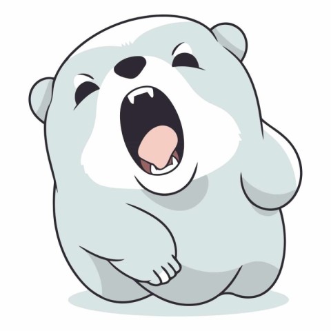 Vector illustration of a cute cartoon polar bear isolated on whi