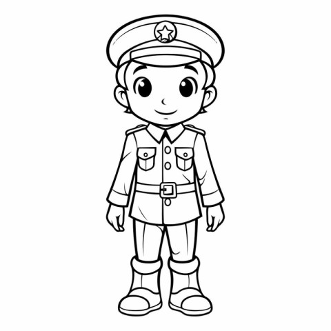 Coloring Page Outline Of Cartoon Police Officer Character Vector