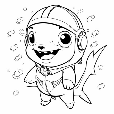 Coloring Page Outline Of Cartoon Astronaut Character Vector Illu