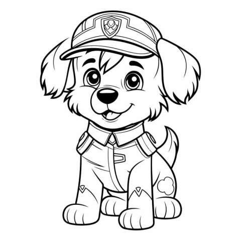 Black and White Cartoon Illustration of Cute Puppy Dog for Color