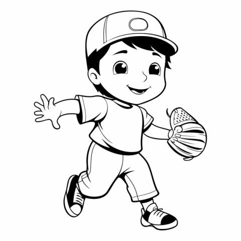 Baseball Player Boy Cartoon Mascot Character Vector Illustration