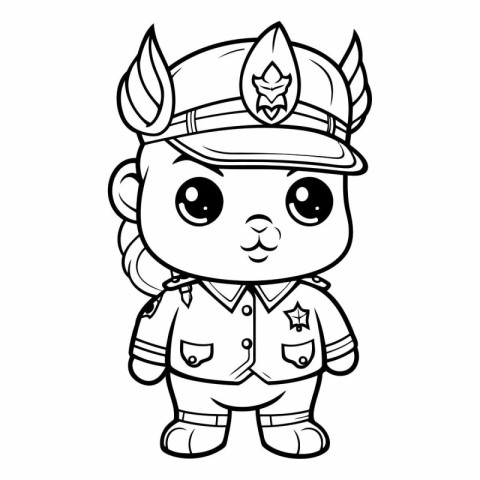 Coloring book for children: Cute little boy in police uniform