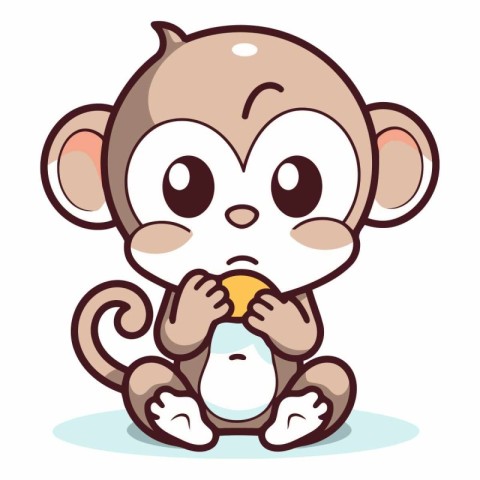 Monkey with egg isolated on a white background.