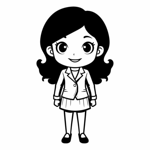 cute little student girl character vector illustration designico