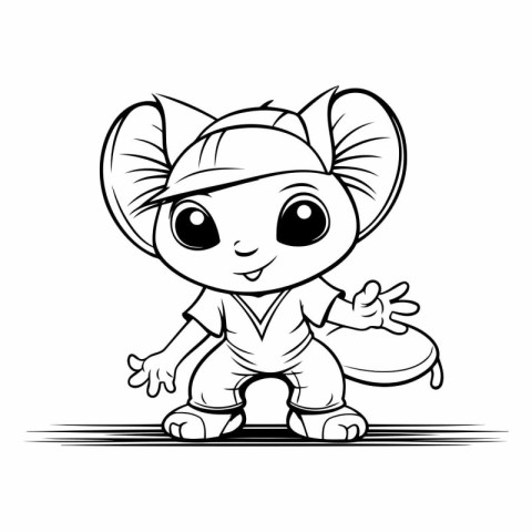 Vector illustration of Cute cartoon mouse. Coloring book for chi