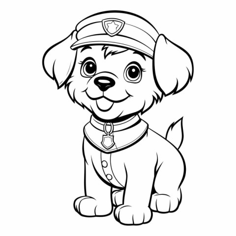 Black and White Cartoon Illustration of Cute Puppy Dog Coloring