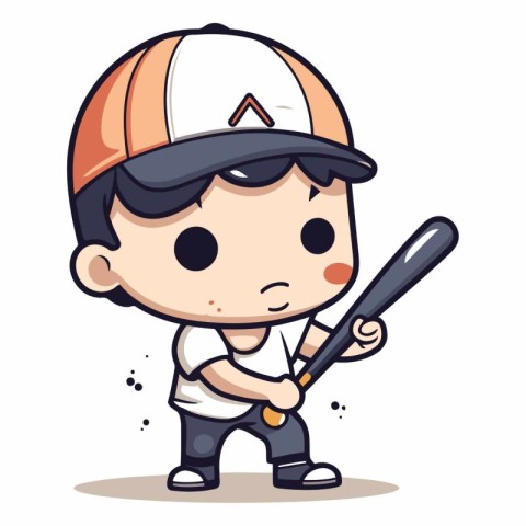 Baseball player - Cute Cartoon Vector IllustrationÃ¯Â»Â¿