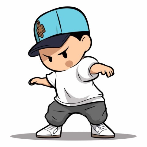 Boy dancing hip-hop isolated on white background.