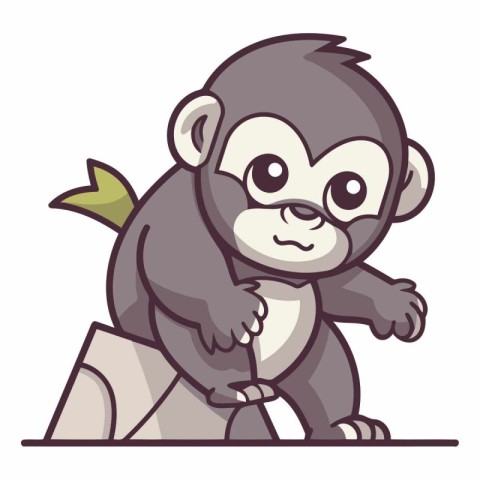 Cute Monkey Cartoon Mascot Character Vector Illustration Graphic