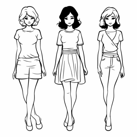 Fashion girls Sketch of beautiful fashion girls in sketch-style.