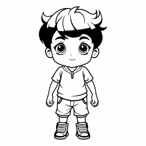 cute little boy with nice hairstyle and casual clothes cartoon v