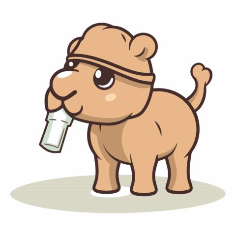 Camel with a bottle of milk character cartoon vector illustratio