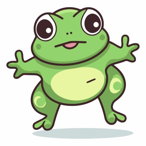 Frog cartoon character vector illustration. Cute cartoon frog ch