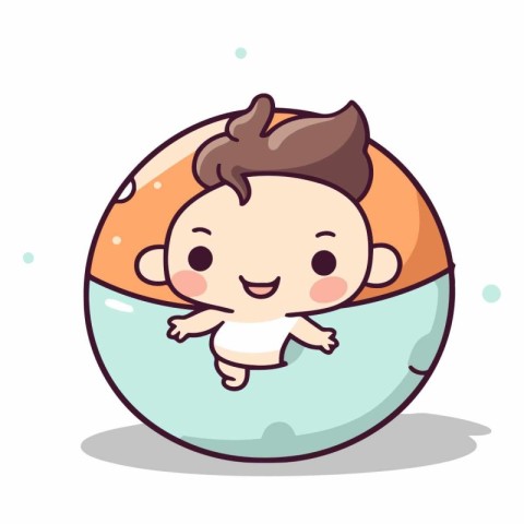 Cute baby boy sleeping in the egg. Cute cartoon vector illustrat