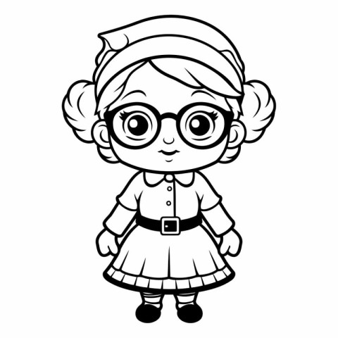 Coloring book for children: Girl with glasses.