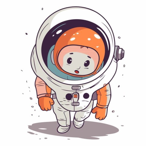 Cute cartoon astronaut isolated on a white background.