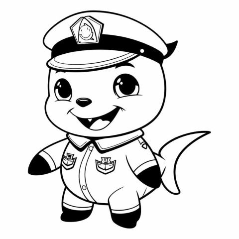 Illustration of a Cute Cartoon Policeman Character. Coloring Boo