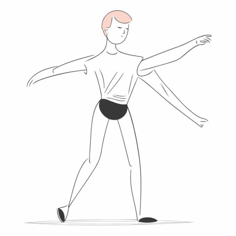 Young man dancing ballet isolated on a white background.