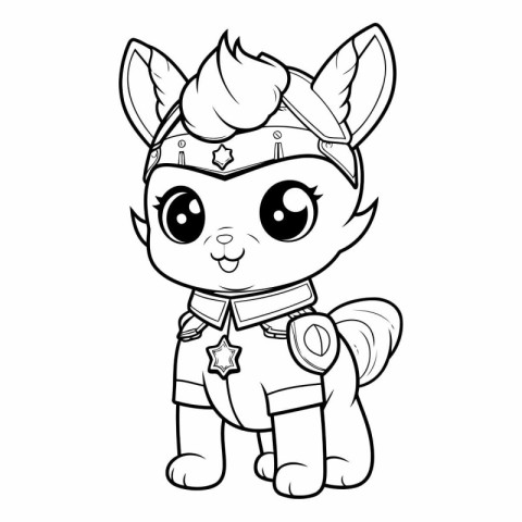 Coloring Page Outline Of Cute Cartoon Kitten Fantasy Character