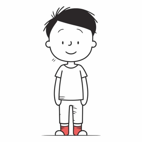 Illustration of a Cute Little Boy in Casual Clothes - Vector