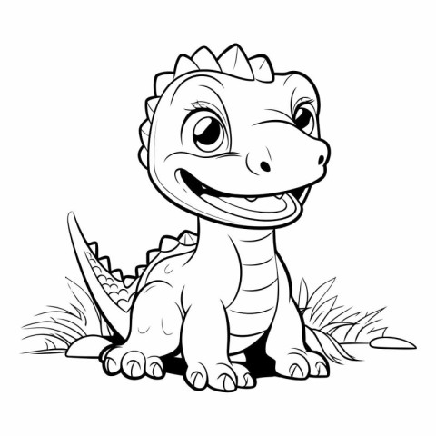 Cute cartoon dinosaur isolated on a white background.