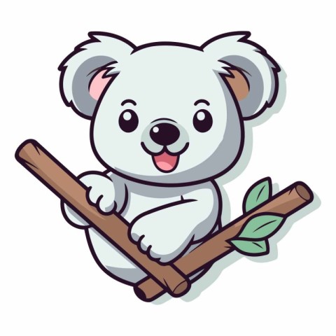 Cute koala bear cartoon on white background.