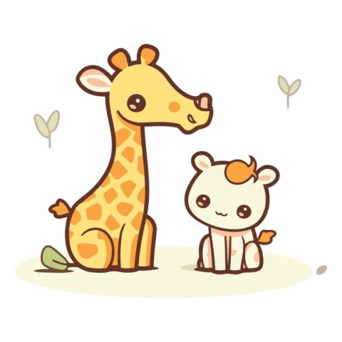 Cute giraffe and panda in cartoon style.