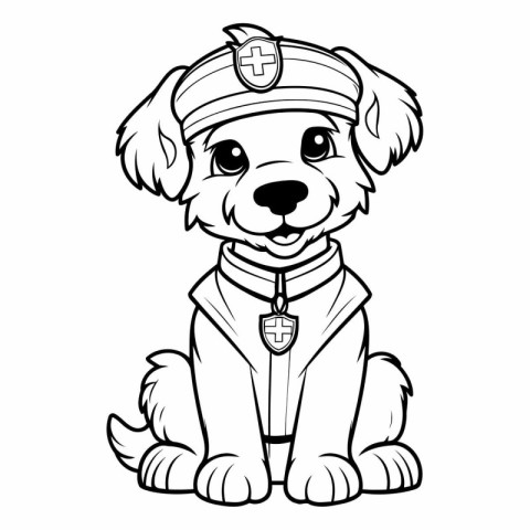 Cute Cartoon Puppy Dog in Sailor Uniform.