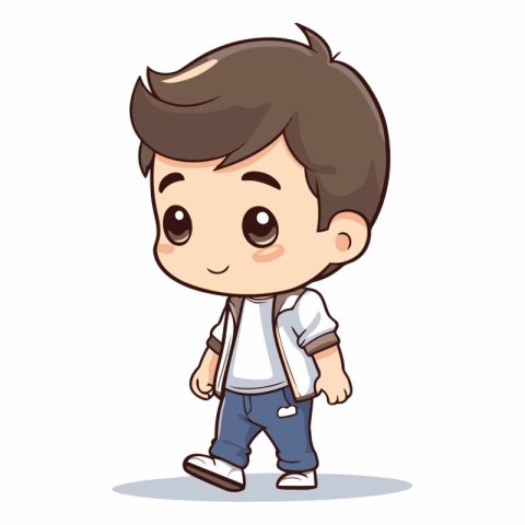 Boy Wearing School Uniform - Cute Vector Character Cartoon Illus