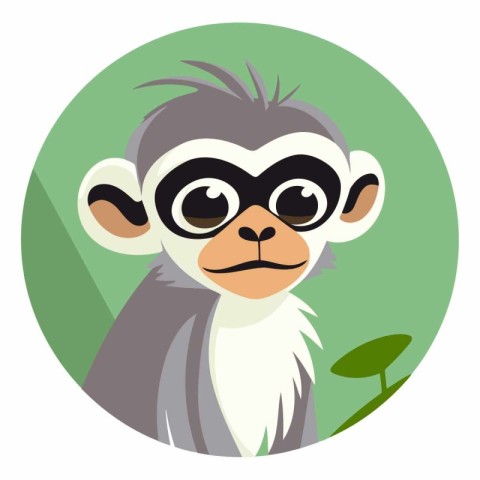 Cute monkey in a flat style on a white background.