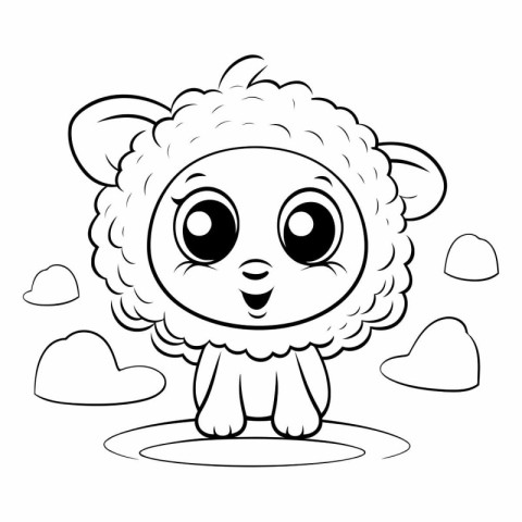 Cute cartoon sheep. Coloring book for children.