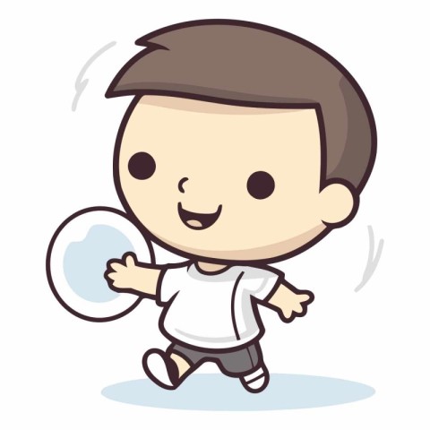 Boy running with circle - Cartoon Vector IllustrationÃ¯Â»Â