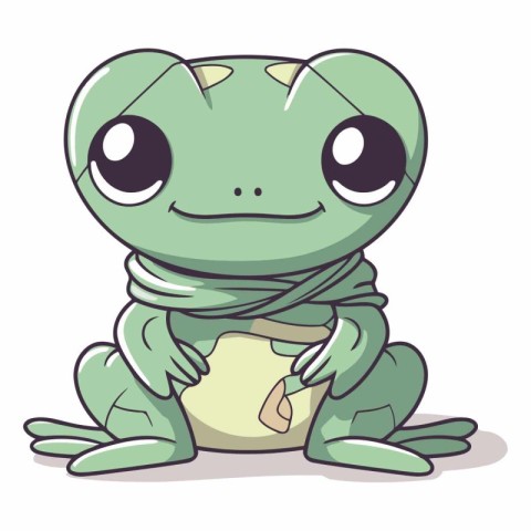 Cute cartoon frog isolated on a white background.