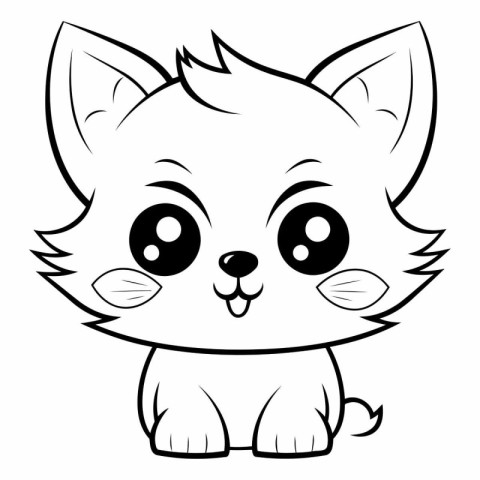 Cute cat cartoon for coloring book or page.