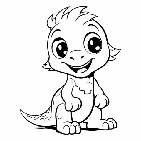 Cute dinosaur cartoon isolated on white background - vector illu