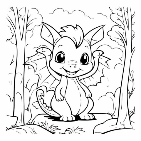 Cute cartoon rat in the jungle for coloring book.