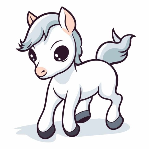 Cute cartoon horse isolated on a white background.