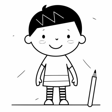 cute little boy drawing with pencils character vector illustrati