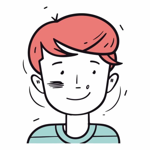 illustration of a young man with red hair and blue t-shirt