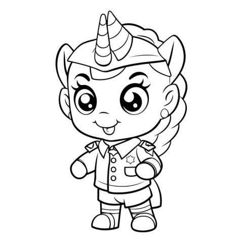 Coloring Page Outline Of a Cute Cartoon Unicorn Fantasy Characte