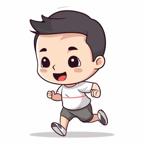 Running - Cute Little Boy Cartoon Vector IllustrationÃ¯Â»Â