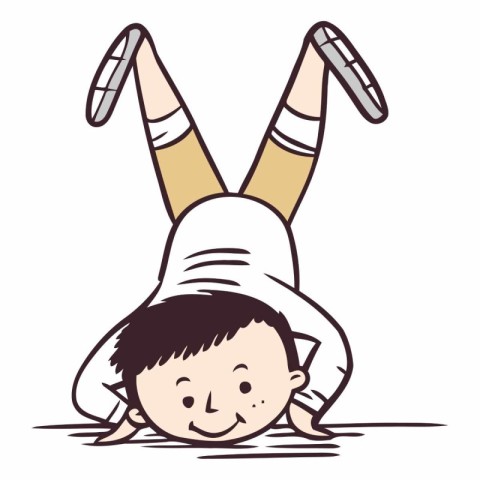 Kid doing gymnastic exercises. sketch for your design