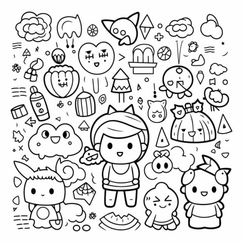 Kindergarten doodle vector pattern. kids drawing style