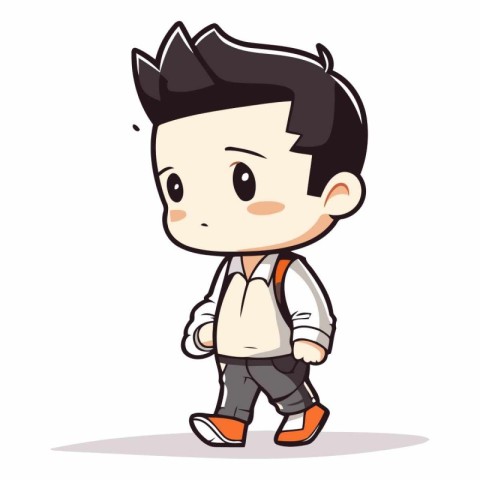 Cute Boy Walking - School Cartoon Vector IllustrationÃ¯Â»Â