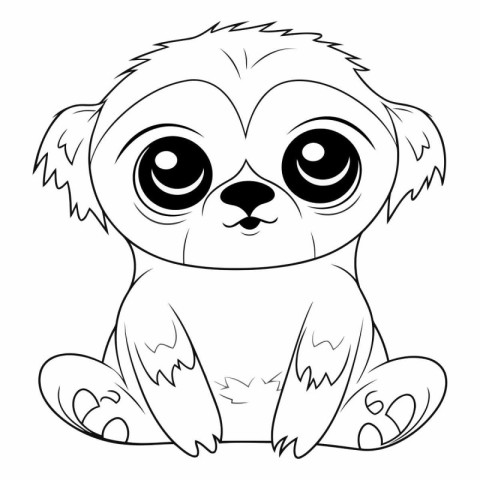 Cute cartoon dog. Black and white vector illustration for colori